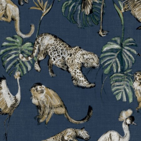 Noordwand Papel de pared Zero Exotic Animals azul