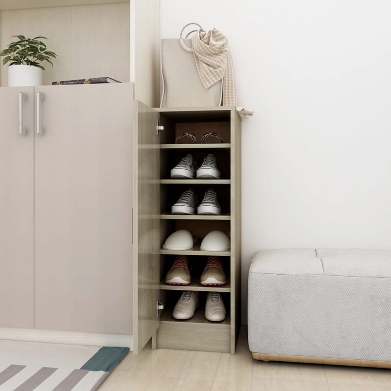 vidaXL Mueble zapatero de aglomerado roble Sonoma 32x35x92 cm vidaXL Mueble zapatero de aglomerado roble Sonoma 32x35x92 cm