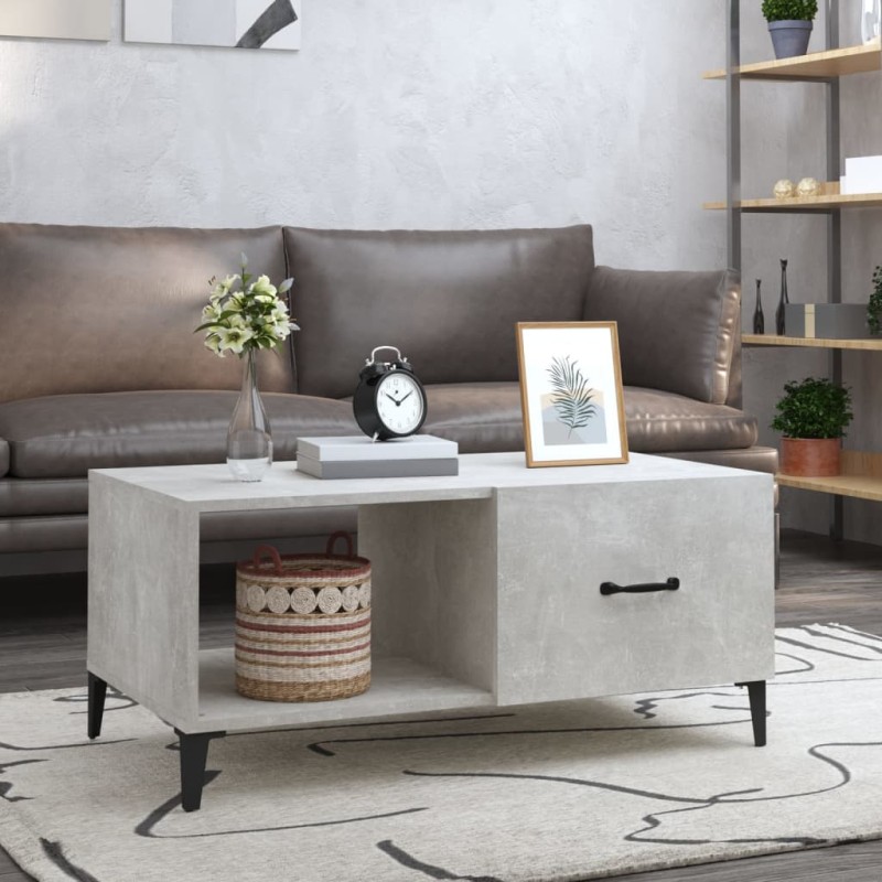 vidaXL Mesa de centro madera contrachapada gris hormigón 90x50x40 cm vidaXL Mesa de centro madera contrachapada gris hormigón 90x50x40 cm