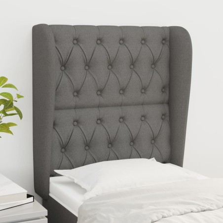 vidaXL Cabecero con orejas de tela gris oscuro 83x23x118/128 cm