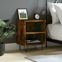 vidaXL Mesita de noche madera de ingeniería roble ahumado 40x30x50 cm