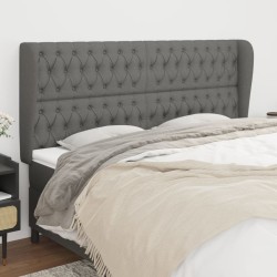 vidaXL Cabecero con orejas de tela gris oscuro 203x23x118/128 cm