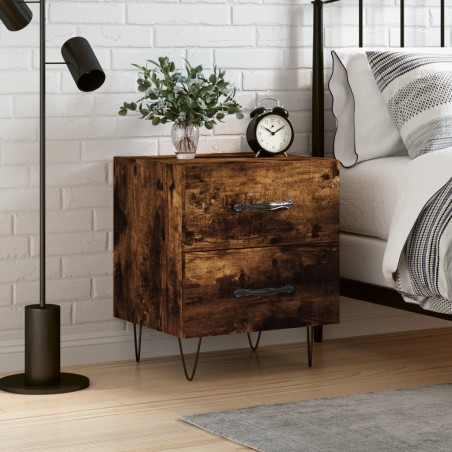 vidaXL Mesita de noche madera ingeniería roble ahumado 40x35x47,5 cm