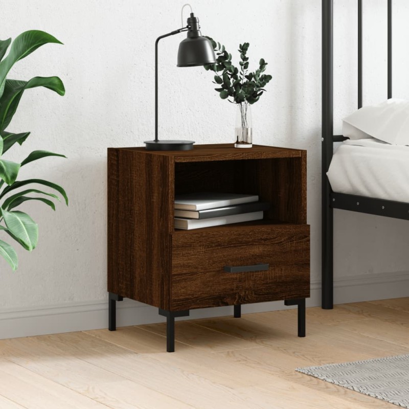 vidaXL Mesita de noche madera de ingeniería roble marrón 40x35x47,5 cm vidaXL Mesita de noche madera de ingeniería roble marrón 40x35x47,5 cm