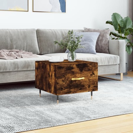 vidaXL Mesa de centro madera contrachapada roble ahumado 50x50x40 cm