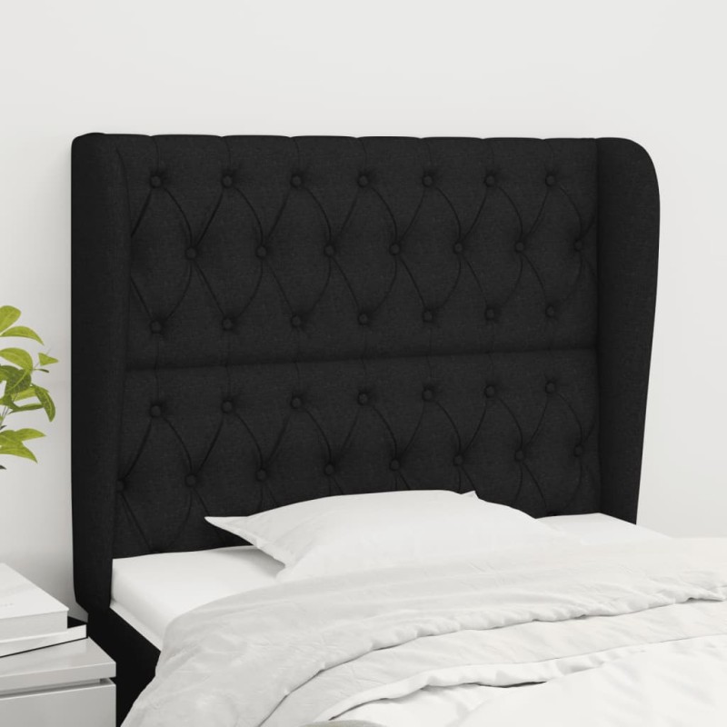 vidaXL Cabecero con orejas de tela negro 103x23x118/128 cm vidaXL Cabecero con orejas de tela negro 103x23x118/128 cm