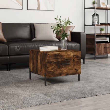 vidaXL Mesa de centro madera contrachapada roble ahumado 50x50x40 cm
