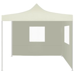 vidaXL Cenador plegable con 2 paredes color crema 3x3 m
