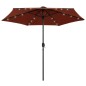 vidaXL Sombrilla con luces LED y palo de aluminio terracota 270 cm vidaXL Sombrilla con luces LED y palo de aluminio terracota 270 cm