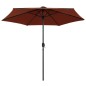 vidaXL Sombrilla con luces LED y palo de aluminio terracota 270 cm vidaXL Sombrilla con luces LED y palo de aluminio terracota 270 cm