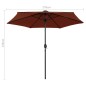 vidaXL Sombrilla con luces LED y palo de aluminio terracota 270 cm vidaXL Sombrilla con luces LED y palo de aluminio terracota 270 cm