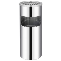vidaXL Papelera con cenicero de acero inoxidable 30 L