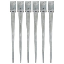 vidaXL Picas de tierra 6 uds acero galvanizado plateado 9x9x90 cm