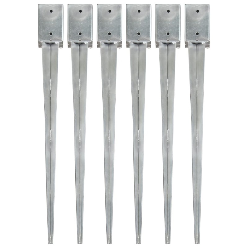 vidaXL Picas de tierra 6 uds acero galvanizado plateado 9x9x90 cm