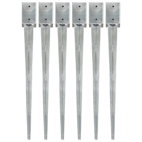 vidaXL Picas de tierra 6 uds acero galvanizado plateado 9x9x90 cm