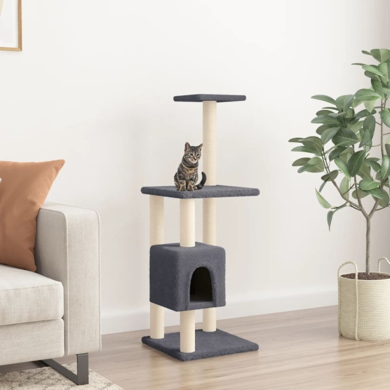 vidaXL Rascador para gatos con postes de sisal gris oscuro 104 cm vidaXL Rascador para gatos con postes de sisal gris oscuro 104 cm
