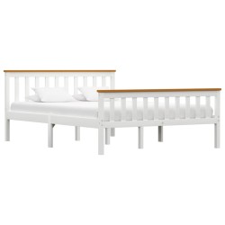 vidaXL Estructura de cama de madera de pino maciza blanca 140x200 cm  