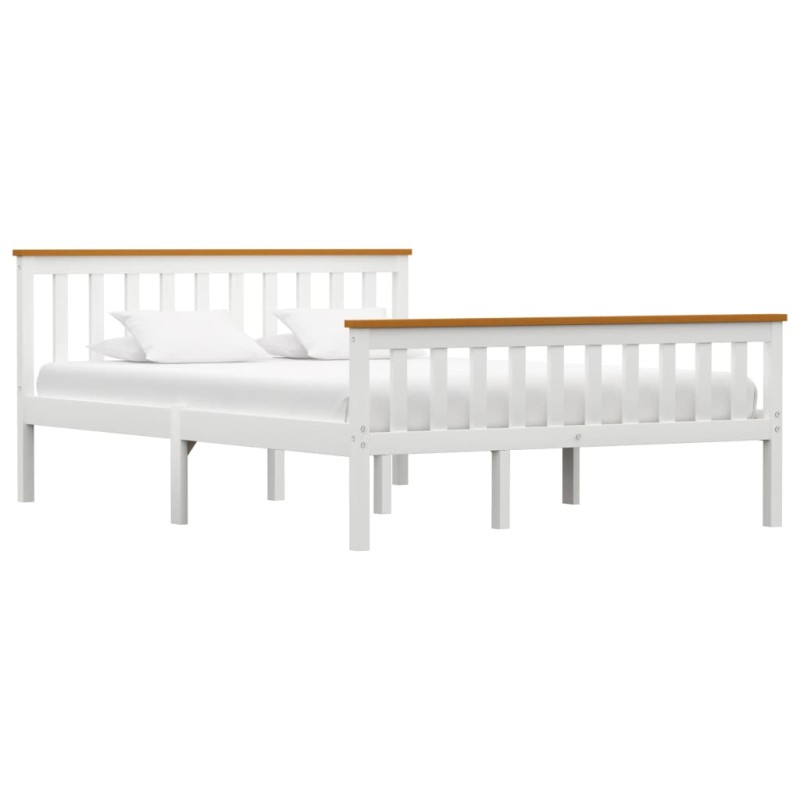 vidaXL Estructura de cama de madera de pino maciza blanca 140x200 cm  
