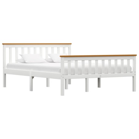 vidaXL Estructura de cama de madera de pino maciza blanca 140x200 cm  
