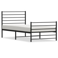 vidaXL Estructura de cama con cabecero y estribo metal negro 107x203cm