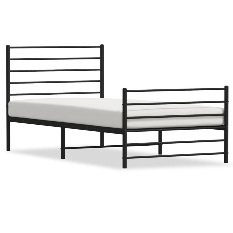 vidaXL Estructura de cama con cabecero y estribo metal negro 107x203cm vidaXL Estructura de cama con cabecero y estribo metal negro 107x203cm