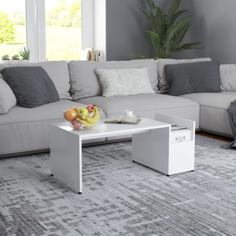 vidaXL Mesa de centro madera contrachapada blanco 90x45x35 cm vidaXL Mesa de centro madera contrachapada blanco 90x45x35 cm