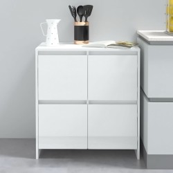 vidaXL Aparador de madera contrachapada blanco brillante 70x41x75 cm