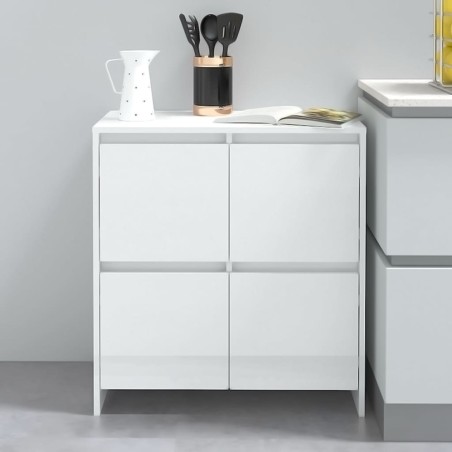 vidaXL Aparador de madera contrachapada blanco brillante 70x41x75 cm