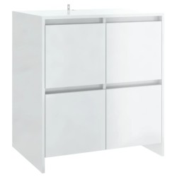 vidaXL Aparador de madera contrachapada blanco brillante 70x41x75 cm