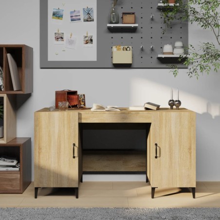 vidaXL Escritorio madera contrachapada color roble Sonoma 140x50x75 cm
