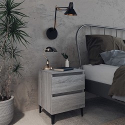 vidaXL Mesitas de noche 2 uds patas de metal gris Sonoma 40x35x50 cm