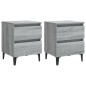vidaXL Mesitas de noche 2 uds patas de metal gris Sonoma 40x35x50 cm vidaXL Mesitas de noche 2 uds patas de metal gris Sonoma 40x35x50 cm