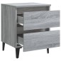 vidaXL Mesitas de noche 2 uds patas de metal gris Sonoma 40x35x50 cm vidaXL Mesitas de noche 2 uds patas de metal gris Sonoma 40x35x50 cm