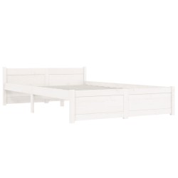 vidaXL Estructura de cama doble madera maciza blanco 135x190 cm
