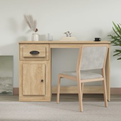 vidaXL Escritorio con cajón madera contrachapada roble 115x50x75 cm
