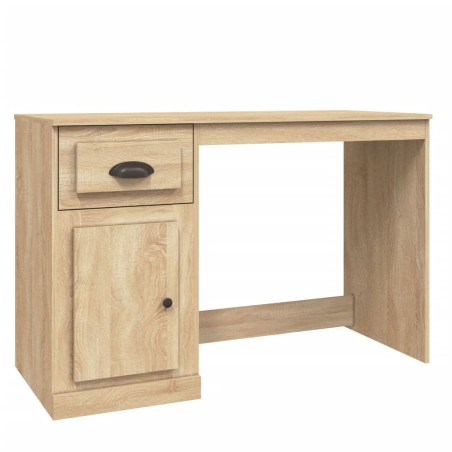 vidaXL Escritorio con cajón madera contrachapada roble 115x50x75 cm