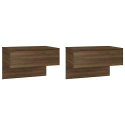 vidaXL Mesita de noche de pared 2 uds marrón oble