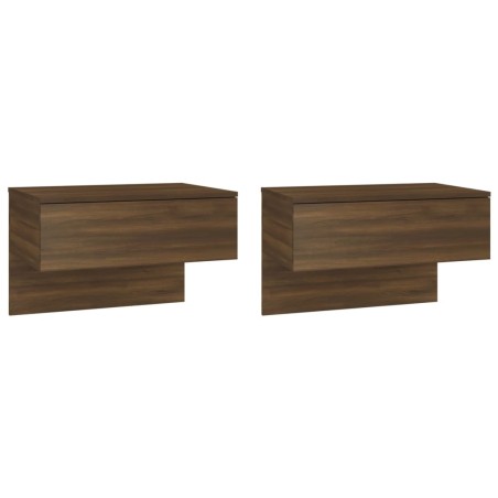 vidaXL Mesita de noche de pared 2 uds marrón oble