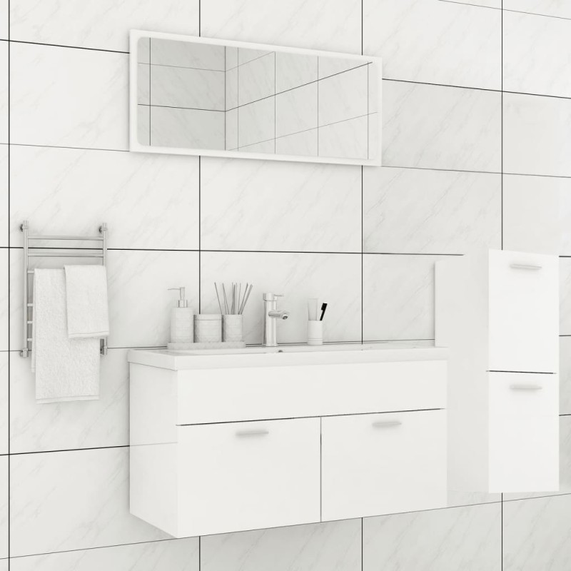 vidaXL Juego de muebles de baño madera de ingeniería blanco brillo vidaXL Juego de muebles de baño madera de ingeniería blanco brillo