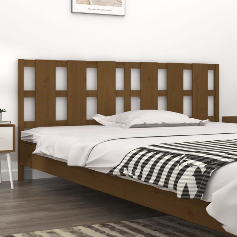 vidaXL Cabecero de cama madera maciza de pino marrón miel 205x4x100 cm vidaXL Cabecero de cama madera maciza de pino marrón miel 205x4x100 cm
