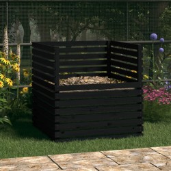vidaXL Compostador de madera maciza de pino negro 100x100x102 cm