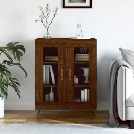vidaXL Aparador de madera de ingeniería marrón roble 69,5x34x90 cm