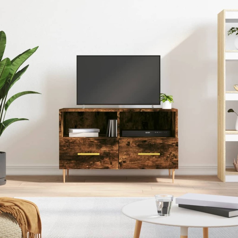vidaXL Mueble para TV madera contrachapada roble ahumado 80x36x50 cm vidaXL Mueble para TV madera contrachapada roble ahumado 80x36x50 cm