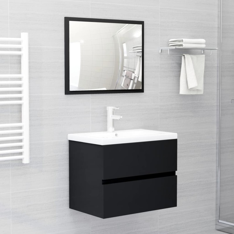 vidaXL Juego de muebles de baño madera de ingeniería negro vidaXL Juego de muebles de baño madera de ingeniería negro