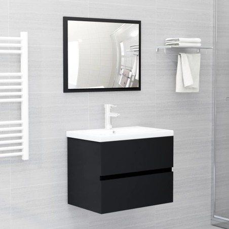 vidaXL Juego de muebles de baño madera de ingeniería negro