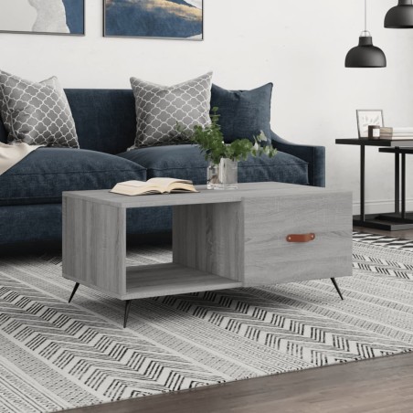 vidaXL Mesa de centro madera contrachapada gris Sonoma 90x50x40 cm