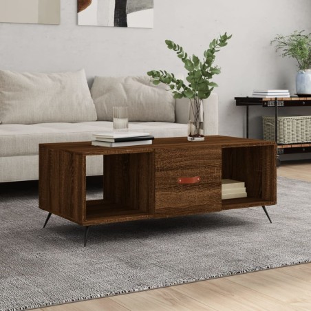 vidaXL Mesa de centro madera contrachapada roble marrón 102x50x40 cm