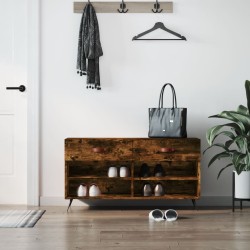 vidaXL Banco zapatero madera de ingeniería roble ahumado 102x35x55 cm