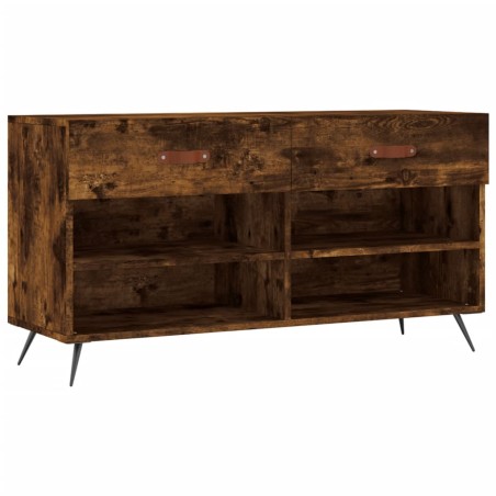 vidaXL Banco zapatero madera de ingeniería roble ahumado 102x35x55 cm