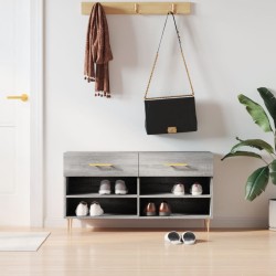 vidaXL Banco zapatero madera de ingeniería gris Sonoma 102x35x55 cm